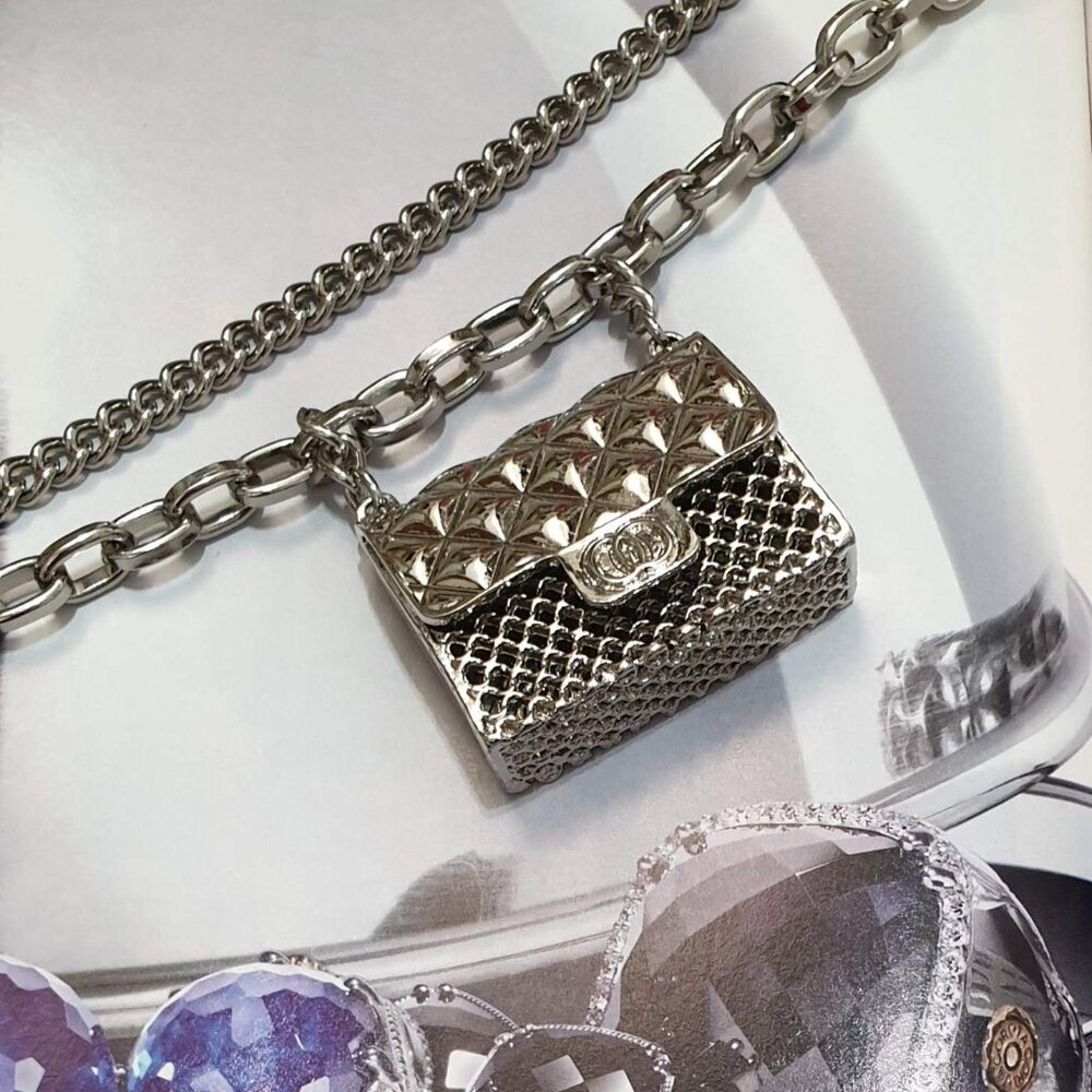 Fashion Handbag Design Metal Belt Silver Chain Women Casual Formal Accessory